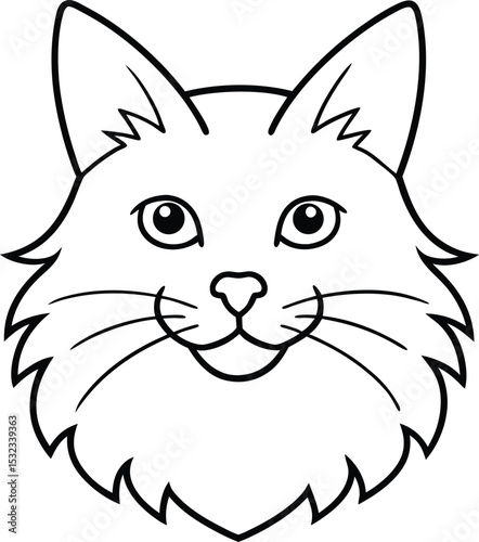 maine coon head icon line art vector illustration on transparent background
