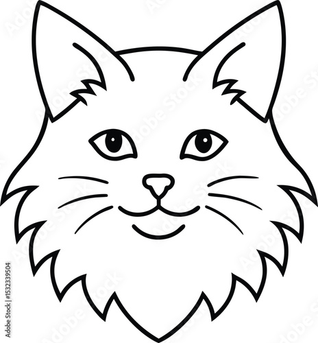 maine coon head icon line art vector illustration on transparent background
