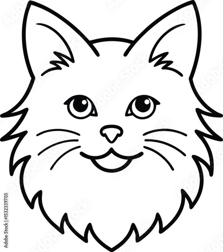 maine coon head icon line art vector illustration on transparent background