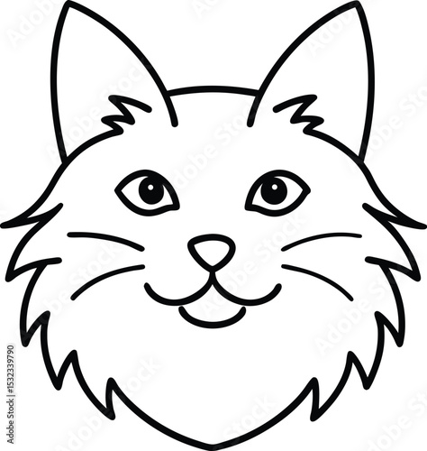 maine coon head icon line art vector illustration on transparent background