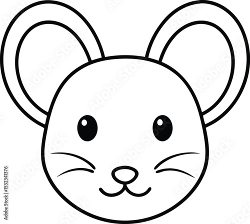 mouse head icon line art vector illustration on transparent background