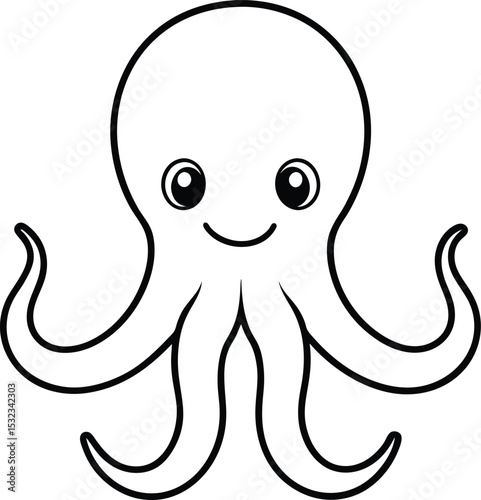 octopus head icon line art vector illustration on transparent background