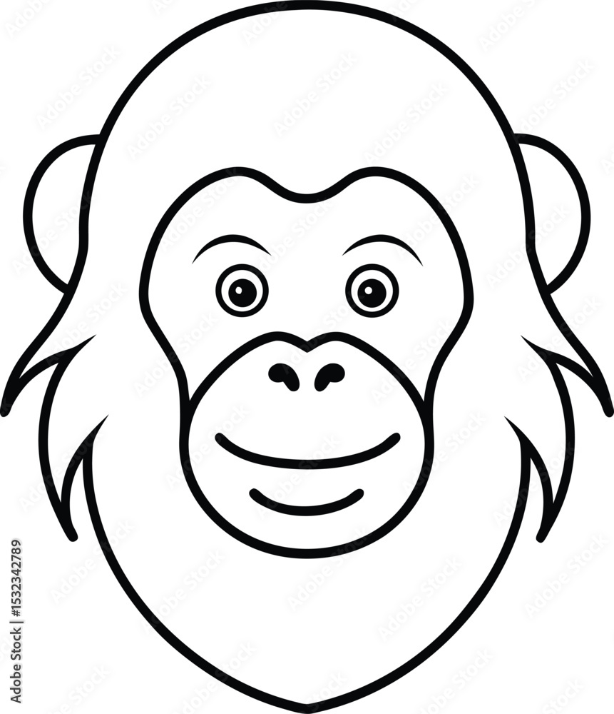Fototapeta premium orangutan head icon line art vector illustration on transparent background