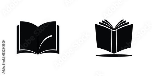Black and White Book Icons Illustrations for Learning, Literacy, and Education Resources