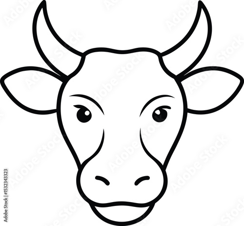 ox head icon line art vector illustration on transparent background