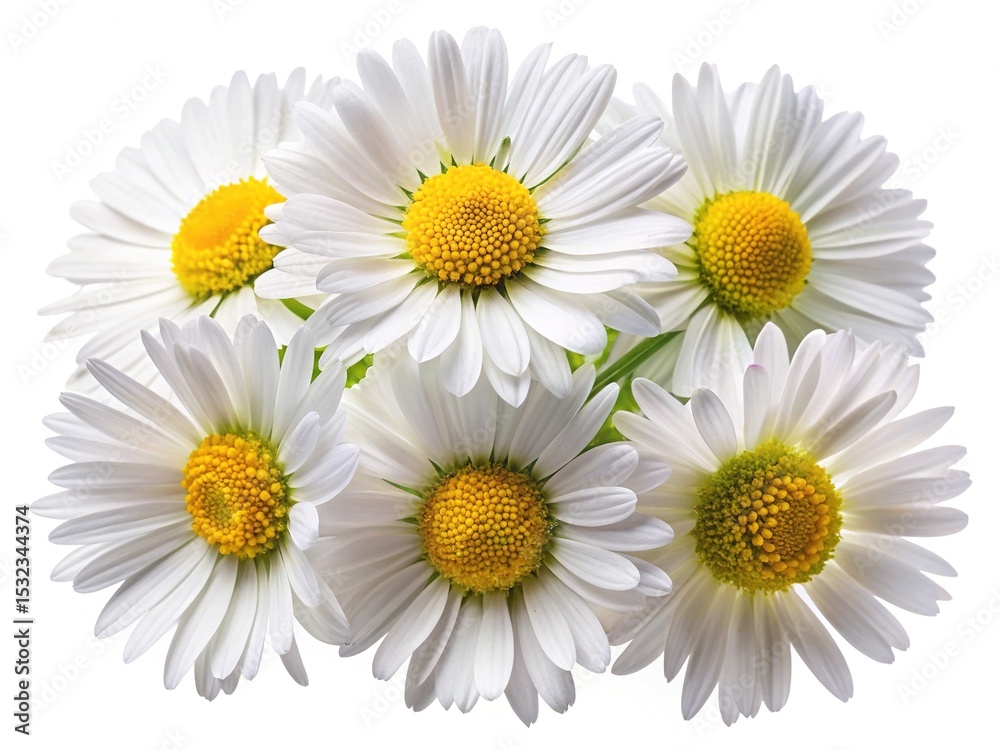 Fototapeta premium A beautiful bouquet of daisy flowers with bright yellow centers shines brightly