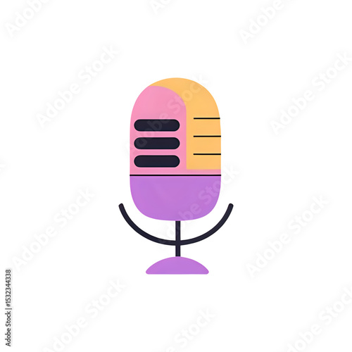 Podcast Microphone Icon: Colorful Retro Mic Design for Audio Recording