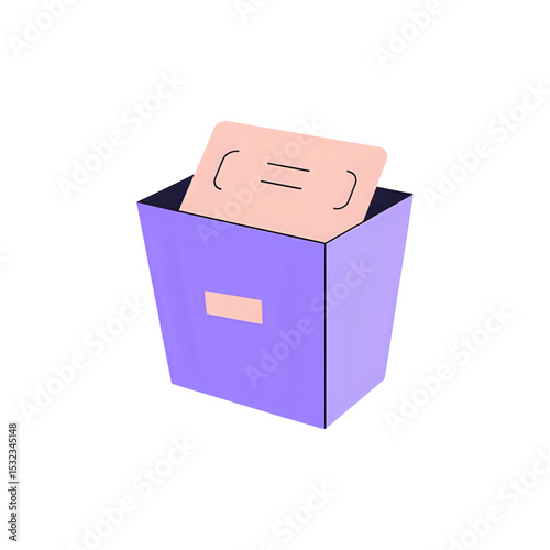 Purple Box with Document: A Minimalist Illustration of Secure Data Storage