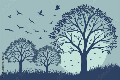 Flock in Form: Tree Silhouettes