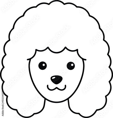 poodle head icon line art vector illustration on transparent background