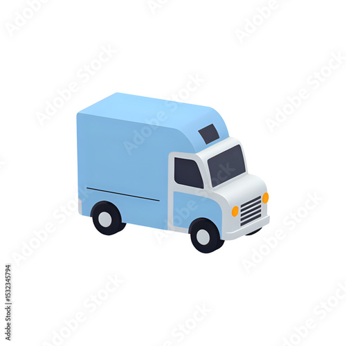 Isometric Light Blue Delivery Truck Icon: Transportation and Logistics Graphic