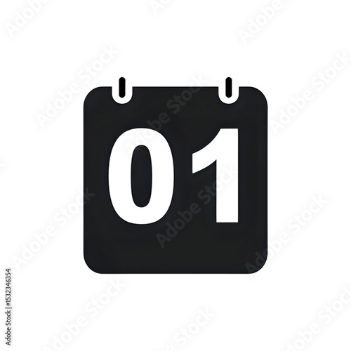 Calendar Icon: January 1st, Date Symbol,  Vector Graphic, App Design Element