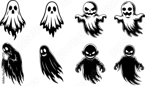Spooky silhouette collection of ghostly figures