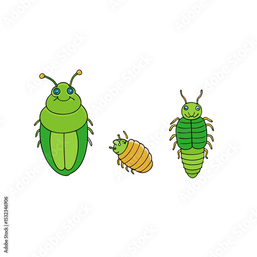 set of cartoon insects