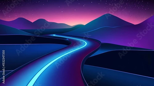 Night Road Through Mountains