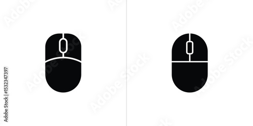 Isolated Black Computer Mouse Icon Electronic Device for Desktop Navigation and Input