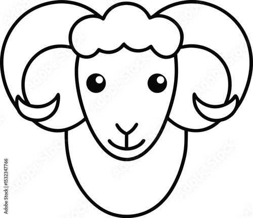ram head icon line art vector illustration on transparent background