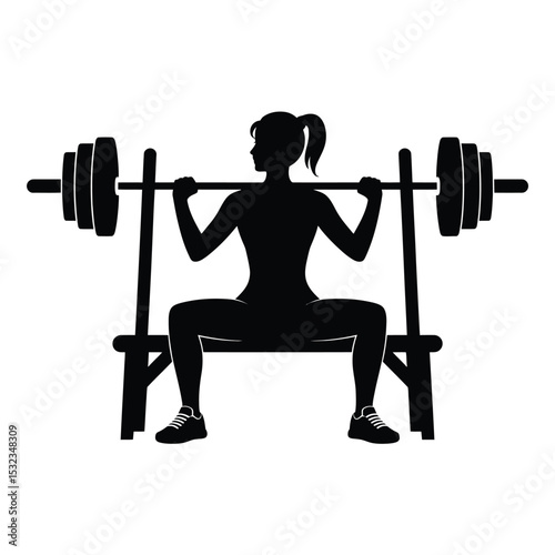Silhouette of woman performing barbell squats