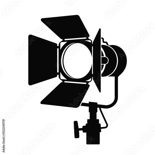 Studio lighting equipment icon black and white