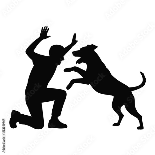 Man defending himself from aggressive dog attack