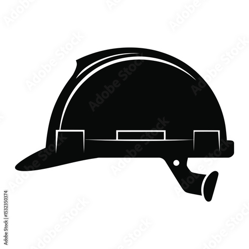 Black and white silhouette of a hard hat