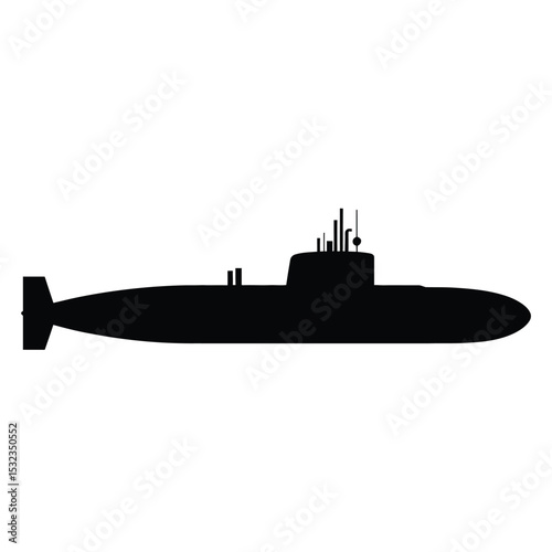 Black silhouette of a modern submarine