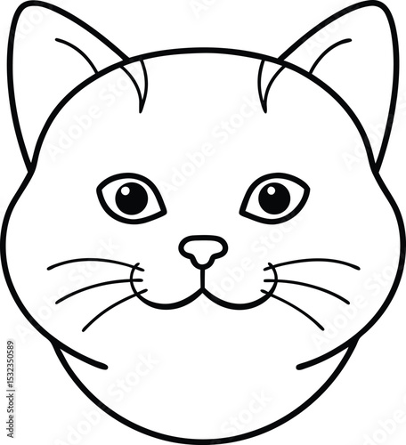 scottish fold head icon line art vector illustration on transparent background
