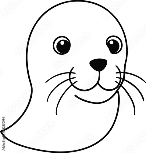 sea lion head icon line art vector illustration on transparent background
