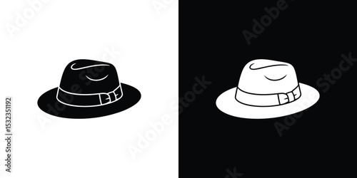 Split Screen Black and White Fedora Hats with Belt Detail on Opposite Backgrounds