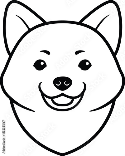 shiba inu head icon line art vector illustration on transparent background
