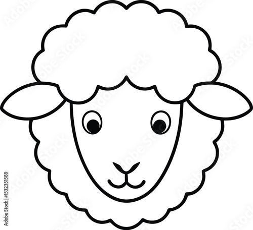 sheep head icon line art vector illustration on transparent background
