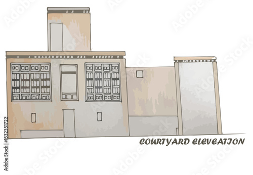 Courtyard Elevation of Afghanitan vernacular house.eps