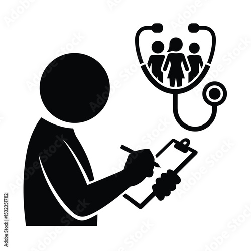 Doctor recording patient group healthcare data