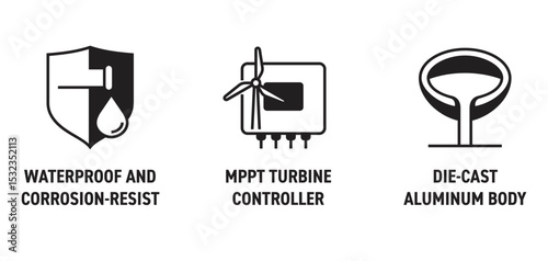 Wind turbine - Die-cast aluminum, Waterproof and corrosion, MPPT controller