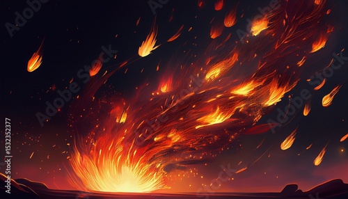 fire sparks blowing in the wind