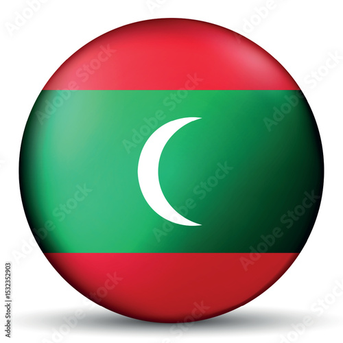 Free Download Glass light ball with flag of Republic of Maldives. Round sphere, template icon. Maldives national symbol. Glossy realistic ball, 3D abstract vector illustration. Big bubble. - GFXLoad