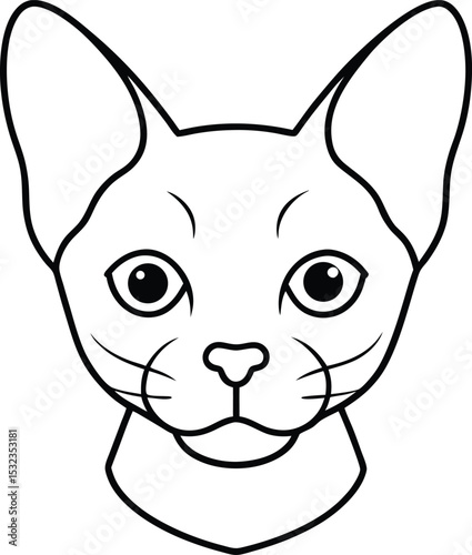 sphynx cat head icon line art vector illustration on transparent background
