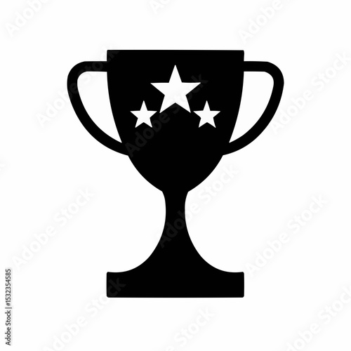A shining gold winner's trophy cup, isolated on a white background, symbolizes achievement and success in competition