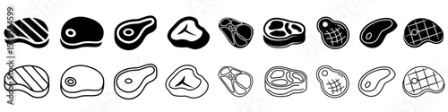 Meat icon vector set. Steak illustration sign collection. BBQ symbol. Food logo. Brazier mark.
