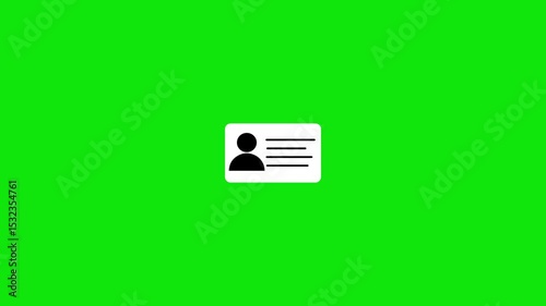 ID card icon, ID card outline icon green screen.