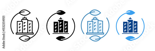 Green Building  Icon Set Multiple Style Collection