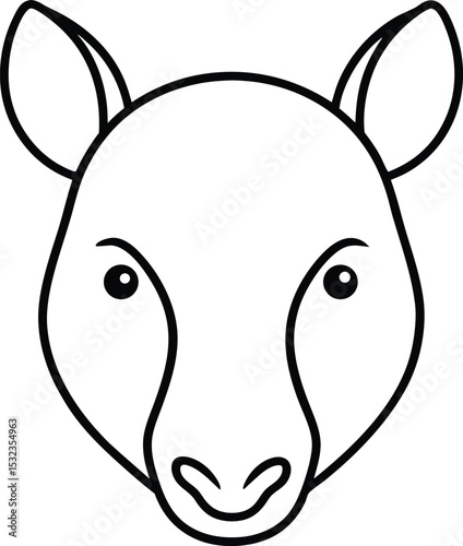 tapir head icon line art vector illustration on transparent background
