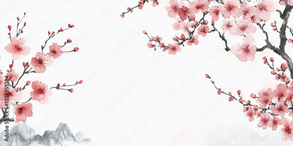 Naklejka premium Delicate pink plum blossom brings such joy