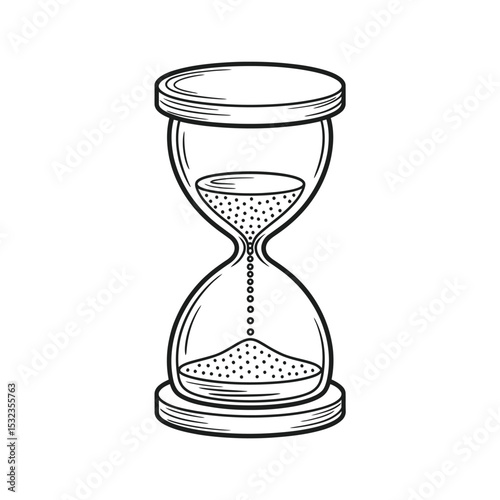 Vintage hourglass sand timer line art illustration
