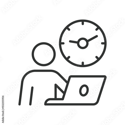 Focus timer, icon in line design. Focus timer, pomodoro, time tracking, countdown, productivity, work session, interval timer on white background vector. Focus timer, editable stroke icon