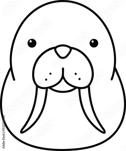 walrus head icon line art vector illustration on transparent background
