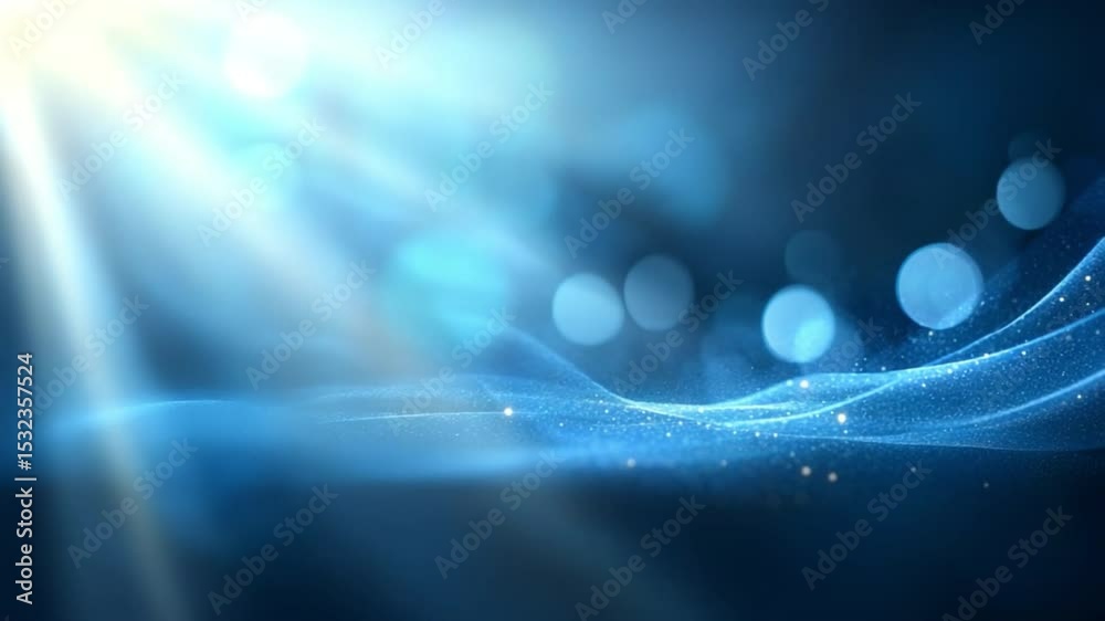 Blue Abstract Background: Shimmering blue particles and light rays create a dynamic, abstract background perfect for presentations, websites or digital art.
