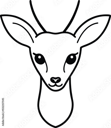 white tailed deer head icon line art vector illustration on transparent background
