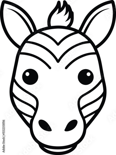 zebra head icon line art vector illustration on transparent background
