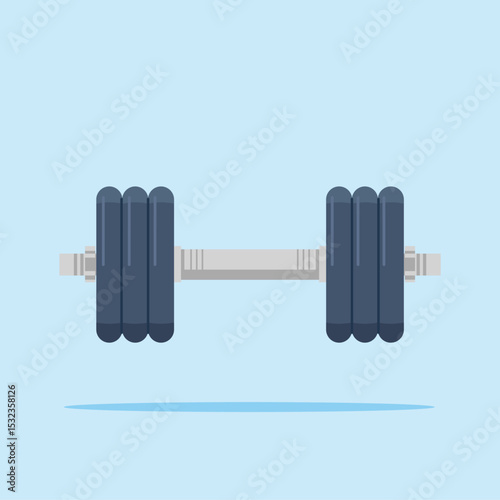 illustration of barbell or dumbbell weights with plates of the same size. design for gym, bodybuilding or sports